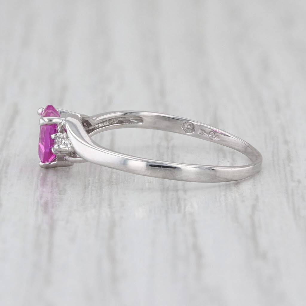 1.14ctw Pink Lab Created Sapphire Heart Cubic Zirconia Ring 10k White Gold