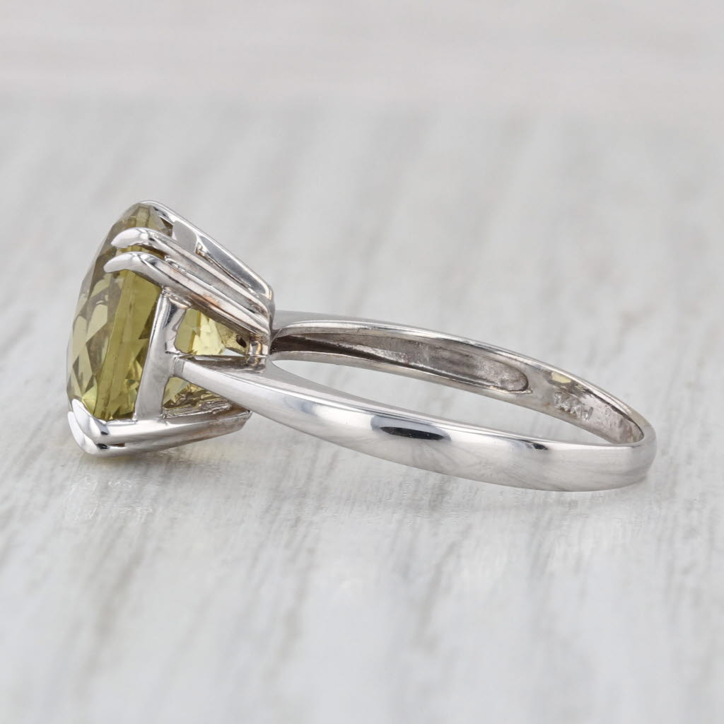 5.47ct Green Quartz Solitaire Ring 14k White Gold Size 8.25