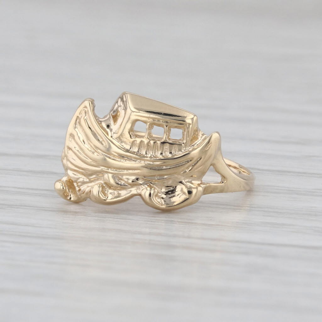 Noah's Ark Ring 10k Yellow Gold Small Size 4 Religious Jewelry