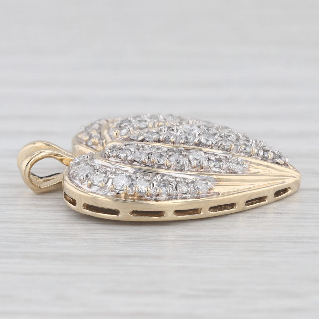 Light Gray Pave 0.90ctw Diamond Heart Pendant 10k Yellow Gold