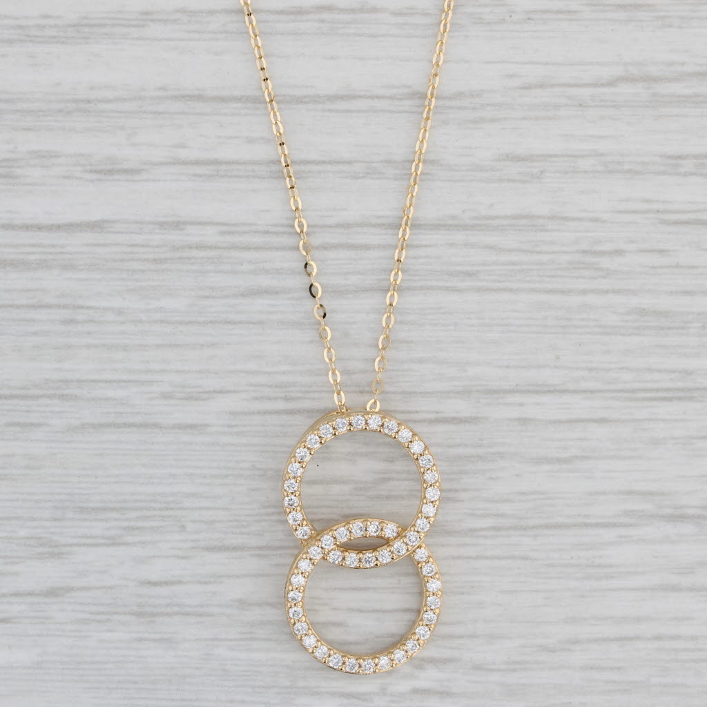 Gray New 0.44ctw Diamond Eternity Circles Pendant Necklace 14k Gold 18" Cable Chain