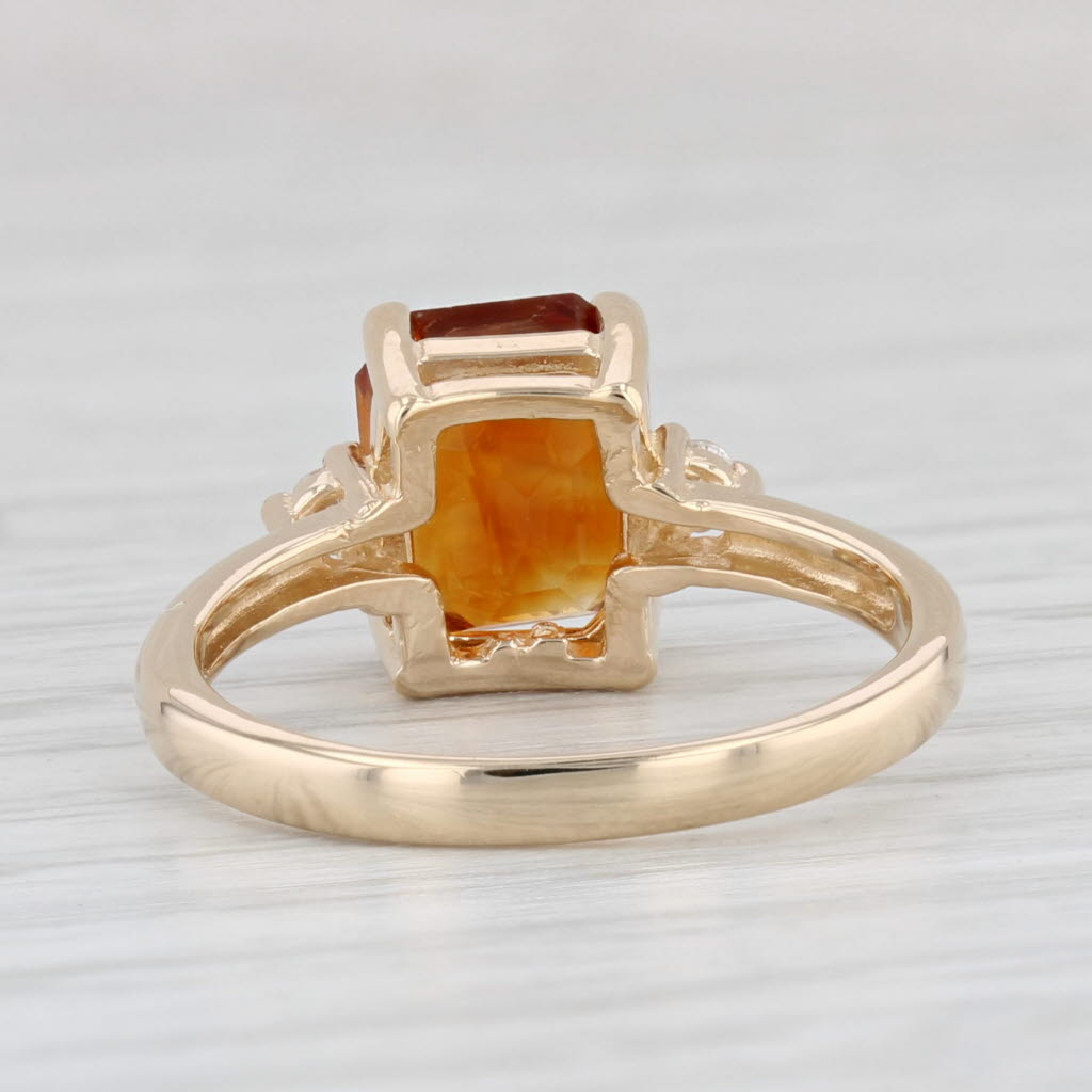 Light Gray 1.75ctw Orange Citrine Diamond Ring 14k Yellow Gold Size 6.5