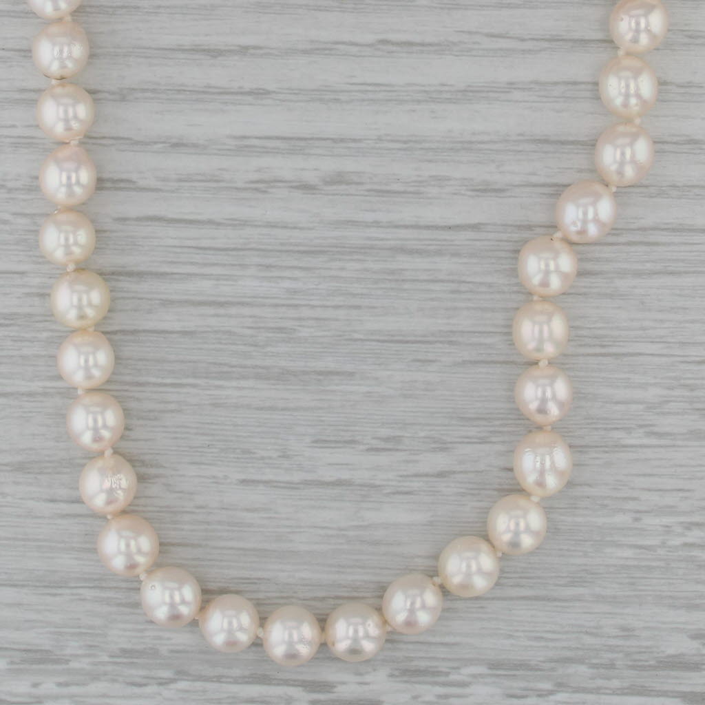 Cultured Pearl Bead Necklace 14k Gold Clasp 24" Single Strand