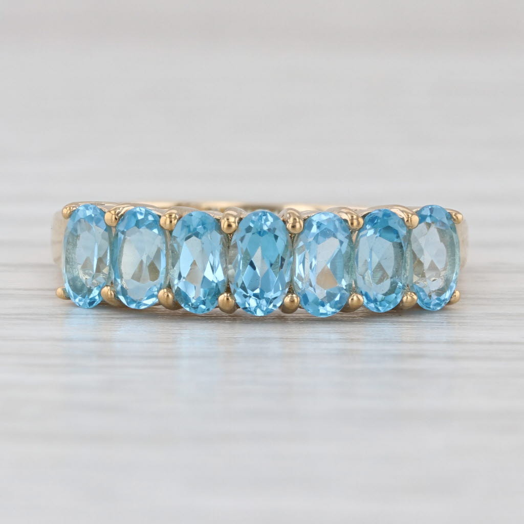 2.10ctw Blue Topaz Ring 14k Yellow Gold Size 7 Stackable