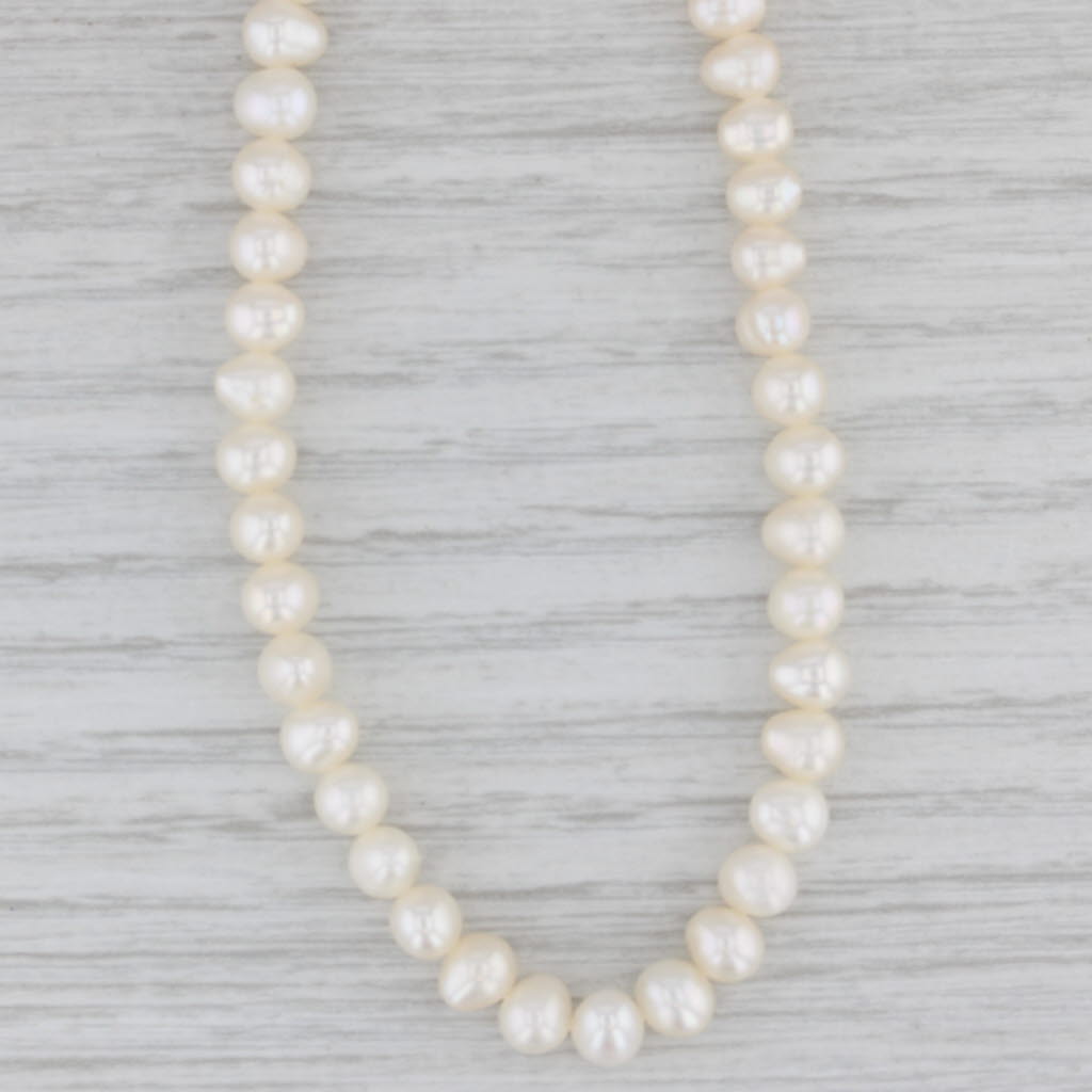 Gray Vintage Cultured Pearl Single Strand Necklace 14k Yellow Gold 17.5"