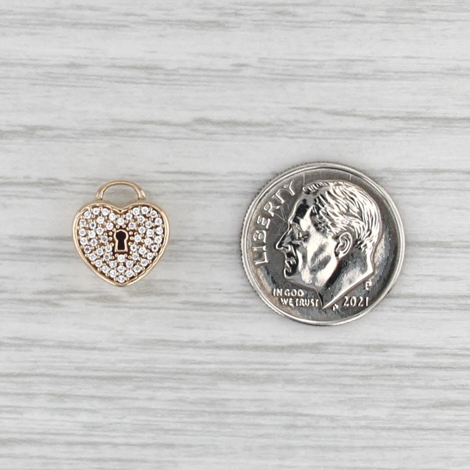 Authentic Pandora Heart Lock Charm 750833CZ 14k Gold Clear Cubic Zirconia Bead