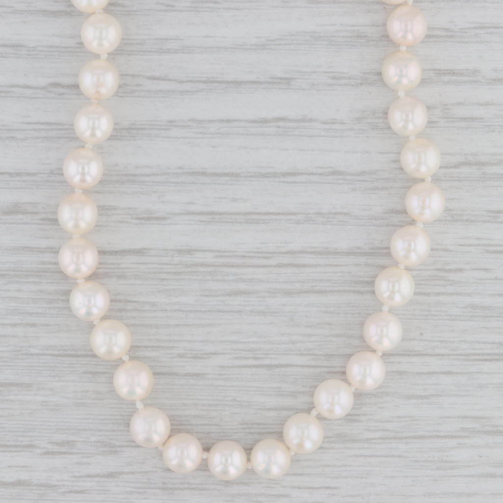 Gray Cultured Pearl Bead Strand Necklace 14k Yellow Gold Clasp 18.5"