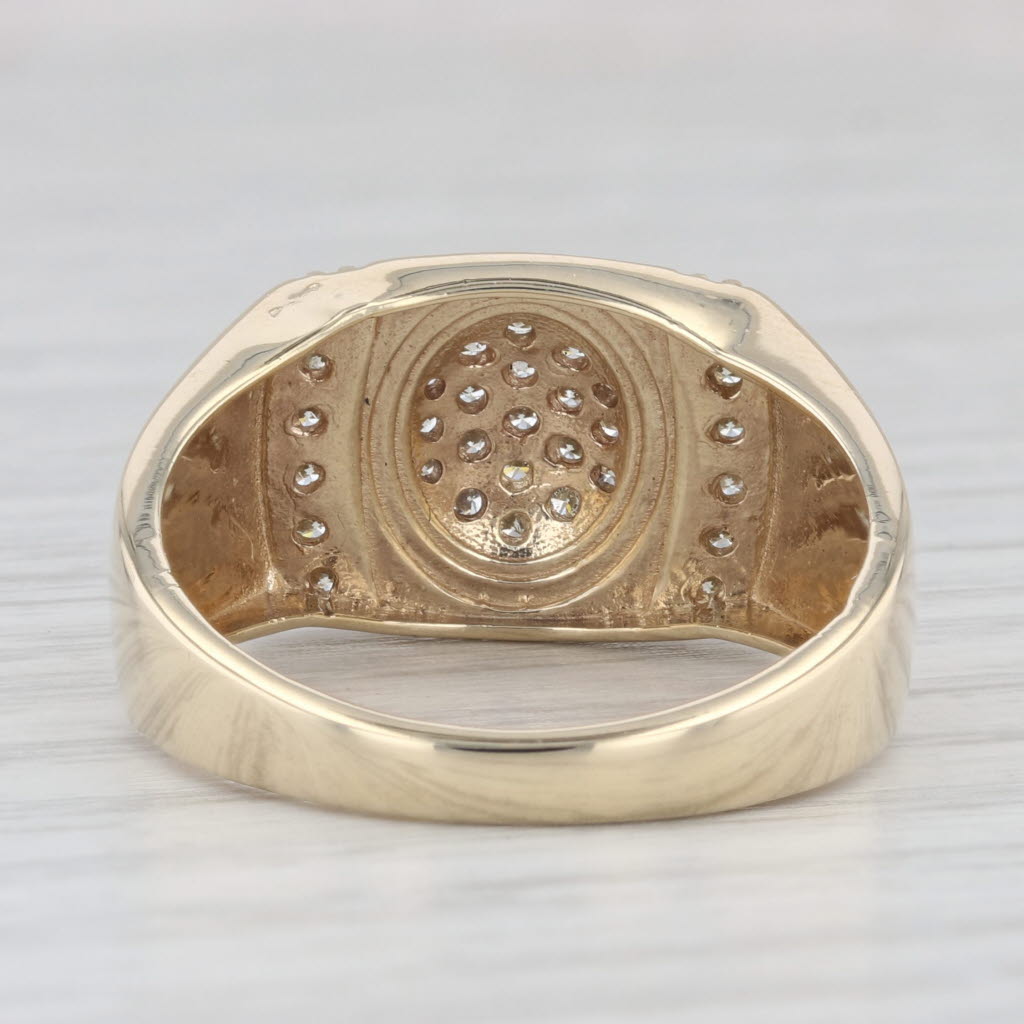 Light Gray 0.42ctw Diamond Cluster Ring 10k Yellow Gold Size 10.25 Men's