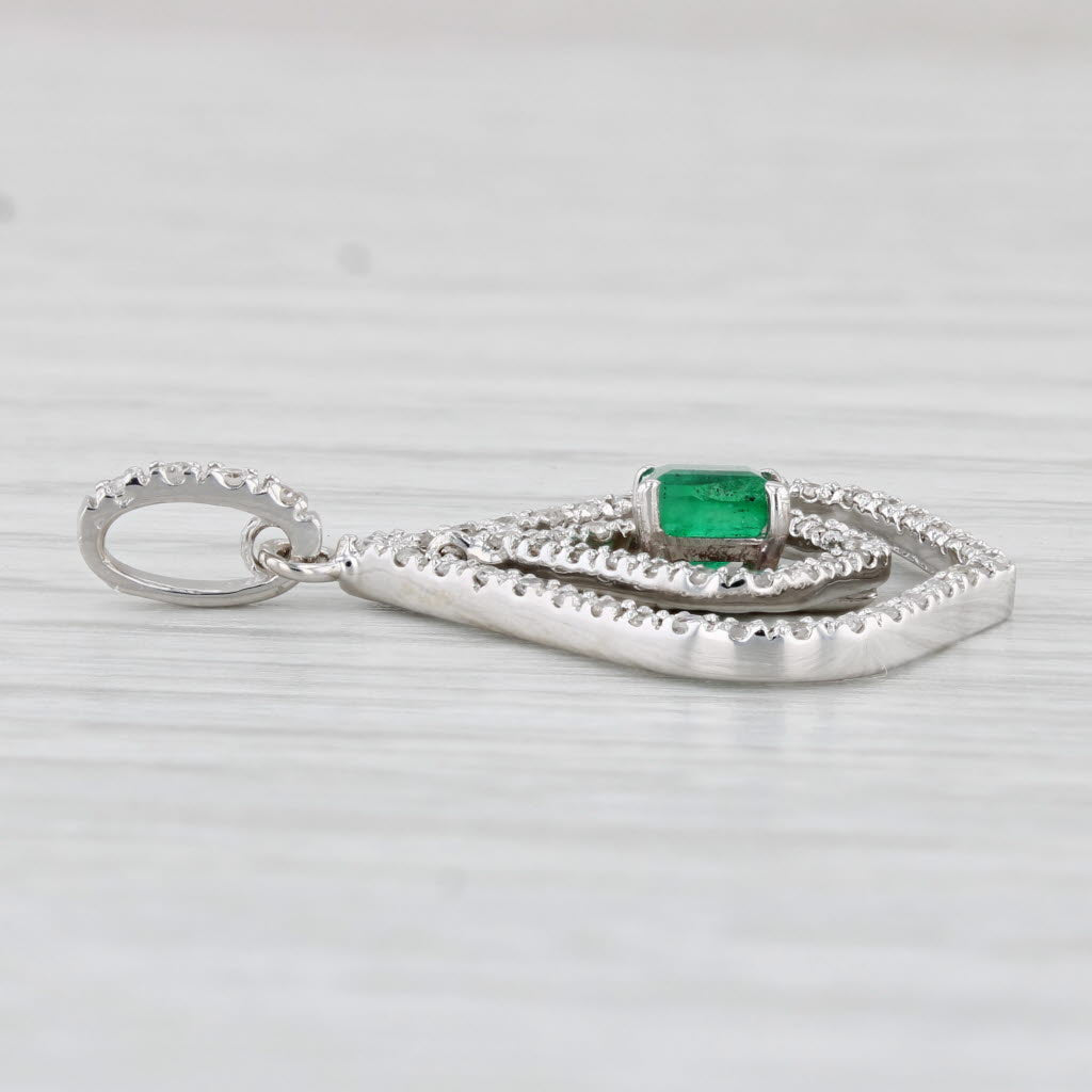 Light Gray 0.49ctw Emerald Diamond Teardrop Pendant 14k White Gold