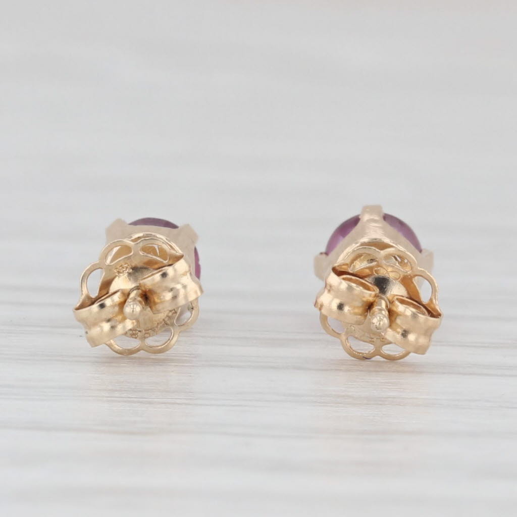 Light Gray 0.60ctw Ruby Stud Earrings 14k Yellow Gold Round Red Solitaire Studs