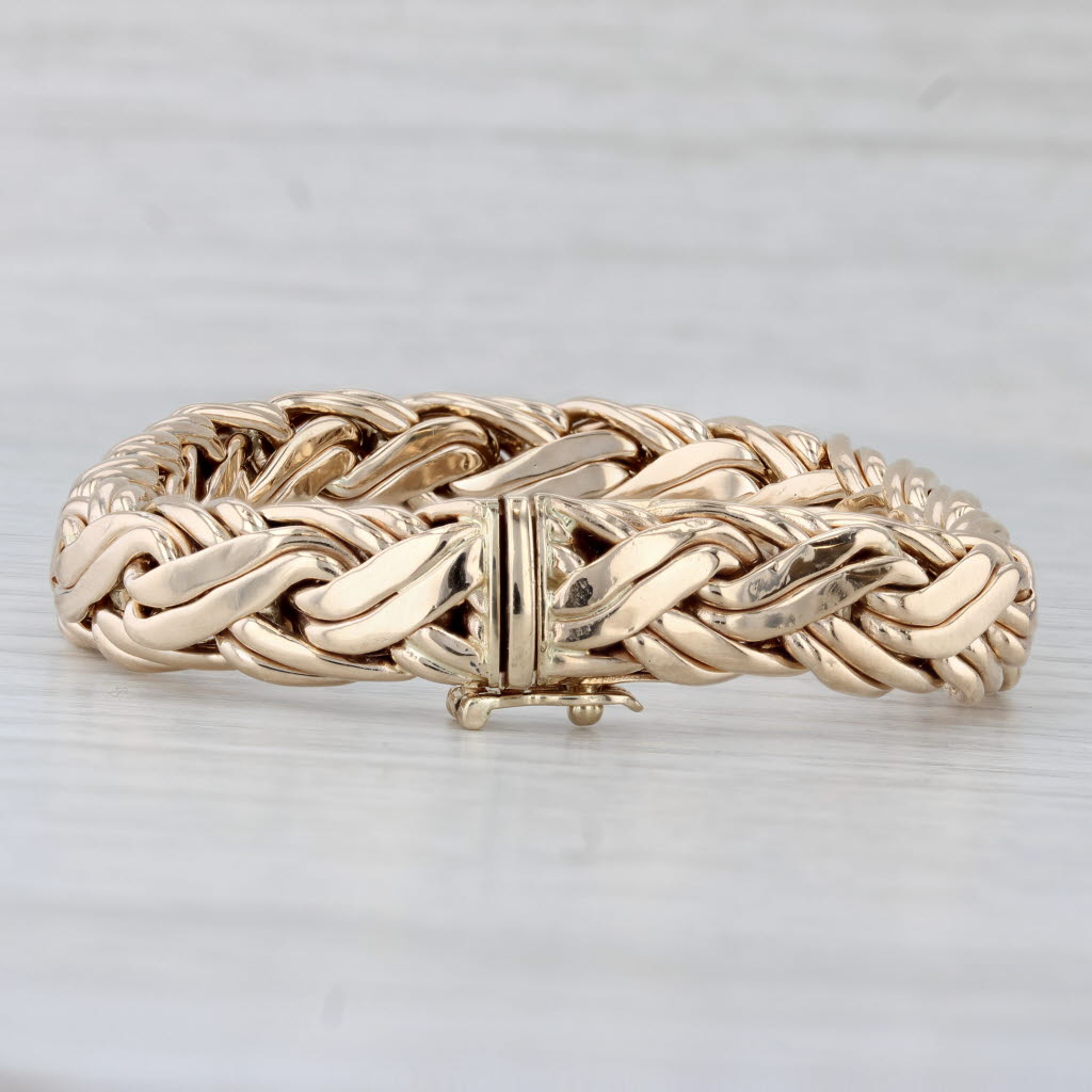 Light Gray Tiffany & Co 6.5" 9.7mm Russian Braid Chain Bracelet 14k Yellow Gold