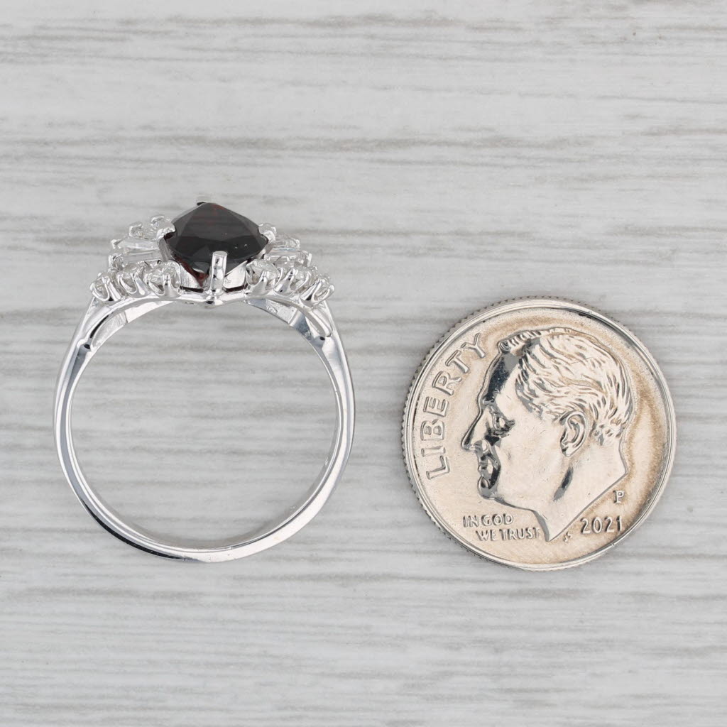 Gray 1.45ctw Pear Garnet Diamond Spray Ring 14k White Gold Size 6.5