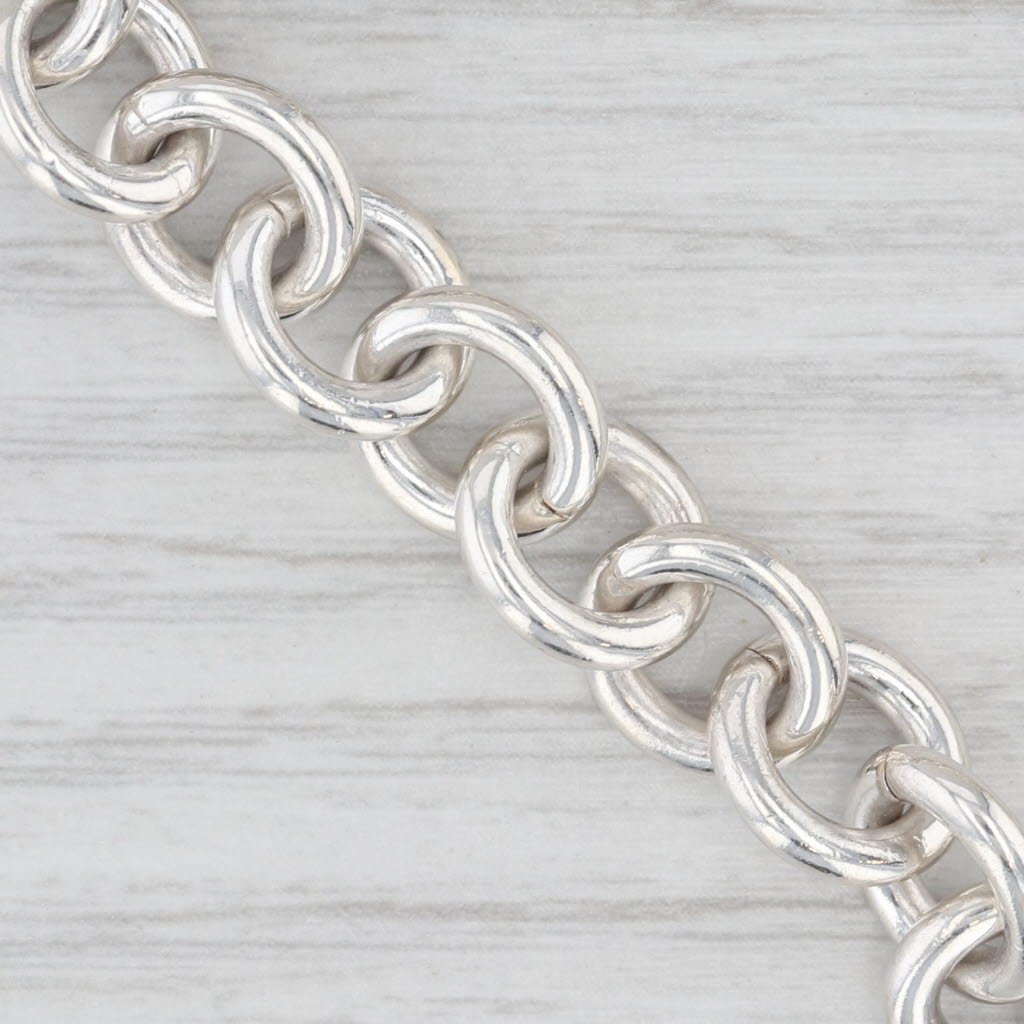 Light Gray Tiffany & Co. Engravable Heart ID Tag Charm Bracelet 6.5" Cable Chain 10mm