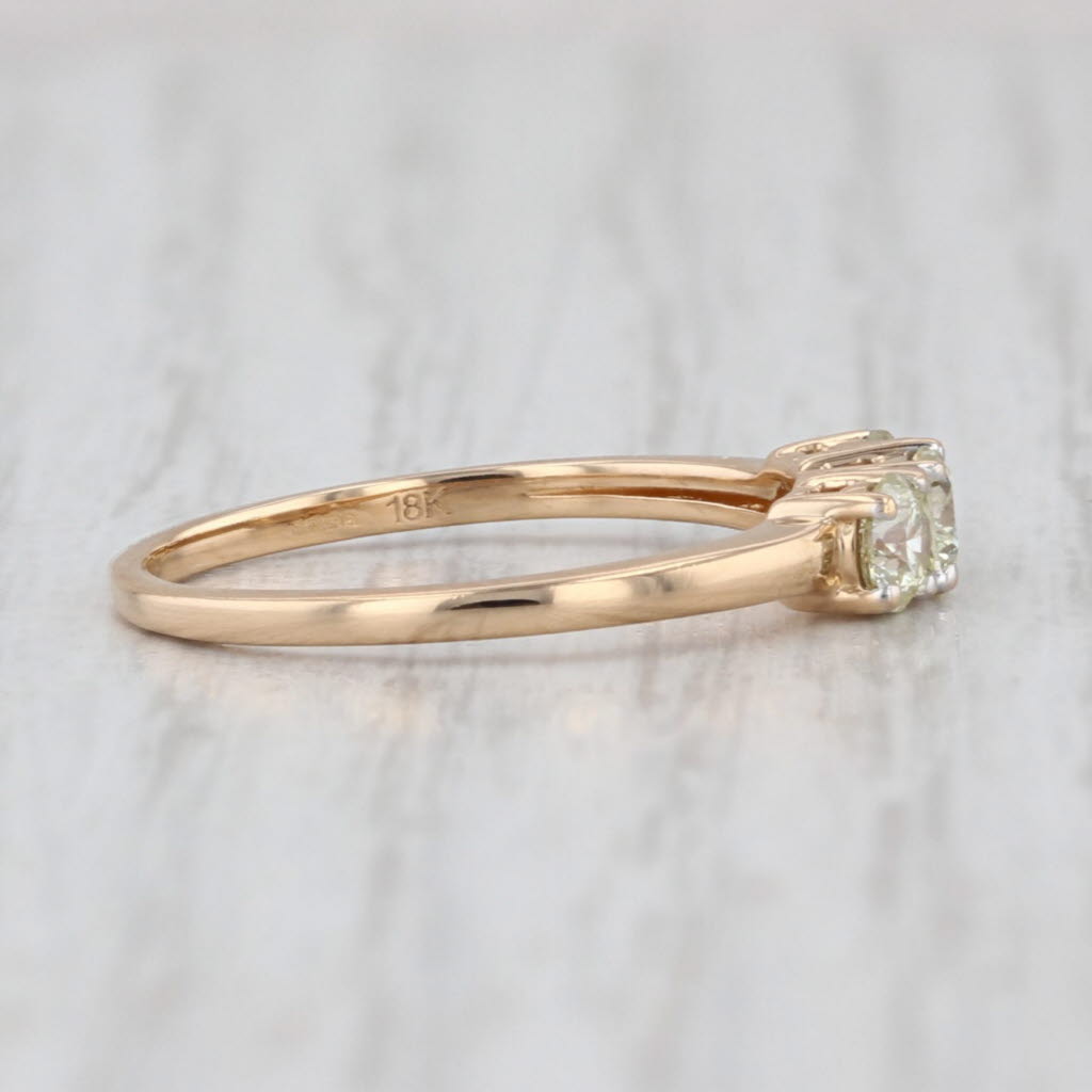 0.48ctw Yellow Diamond 3-Stone Ring 18k Yellow Gold Engagement Size 6.25