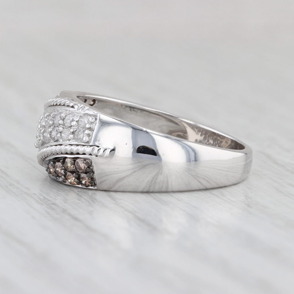 0.50ctw Diamond White Brown Ring 10k White Gold Size 7 Stackable Wedding Band