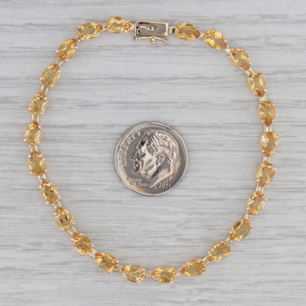 Gray 8.40ctw Orange Citrine Tennis Bracelet 14k Yellow Gold 7" 4.1mm