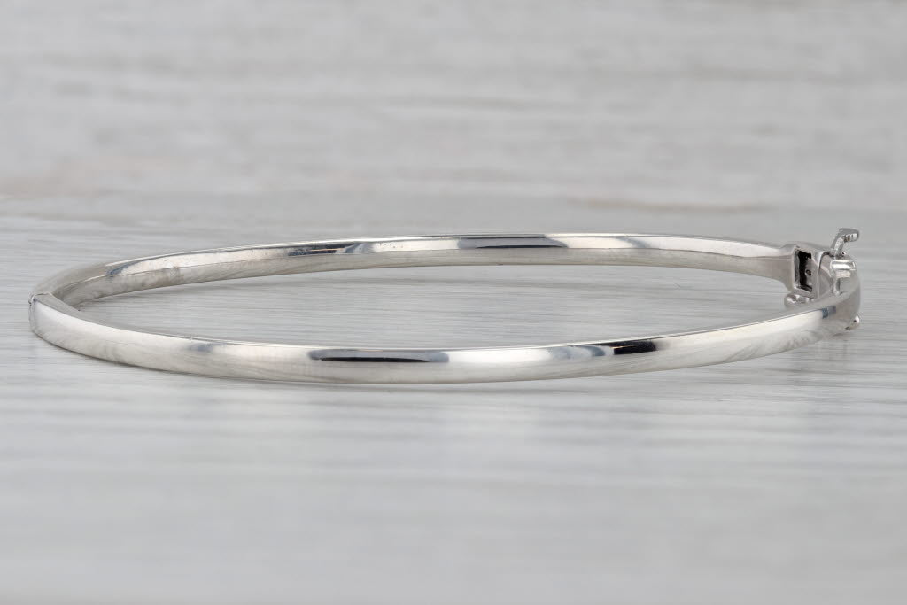 Gray 0.18ctw Diamond Bangle Bracelet Sterling Silver 7" 2.8mm