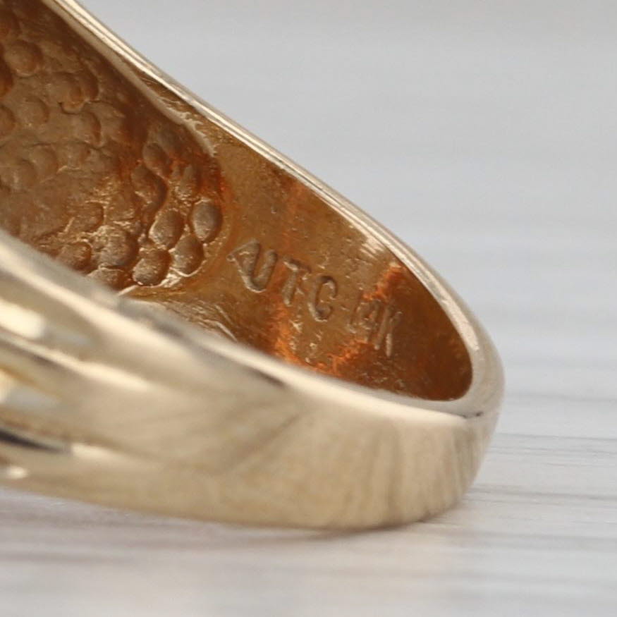 Floating Gold Nuggets Leaf Signet Ring 14k Yellow Gold Size 7 Floral