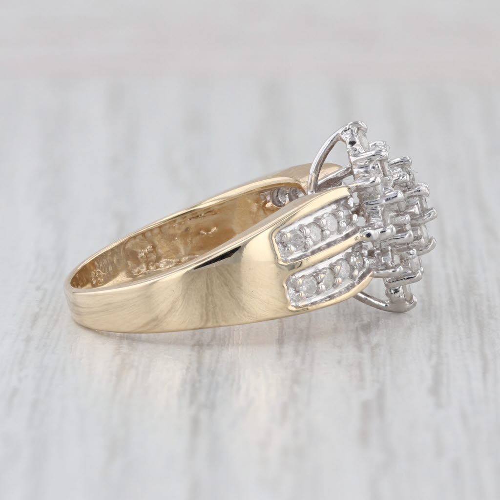 0.72ctw Diamond Cluster Ring 10k Yellow Gold Size 9 Engagement