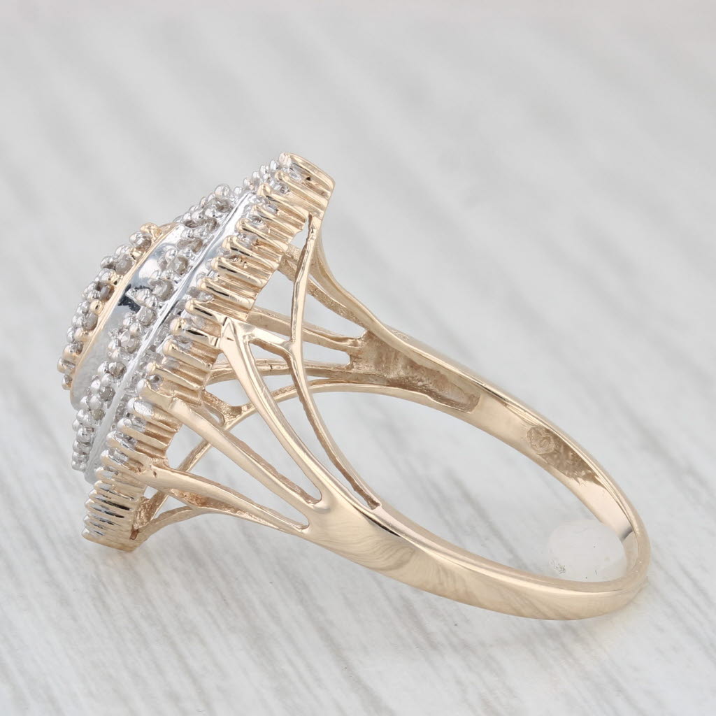 Light Gray 0.53ctw Diamond Cluster Marquise Ring 10k Yellow Gold Size 10.75