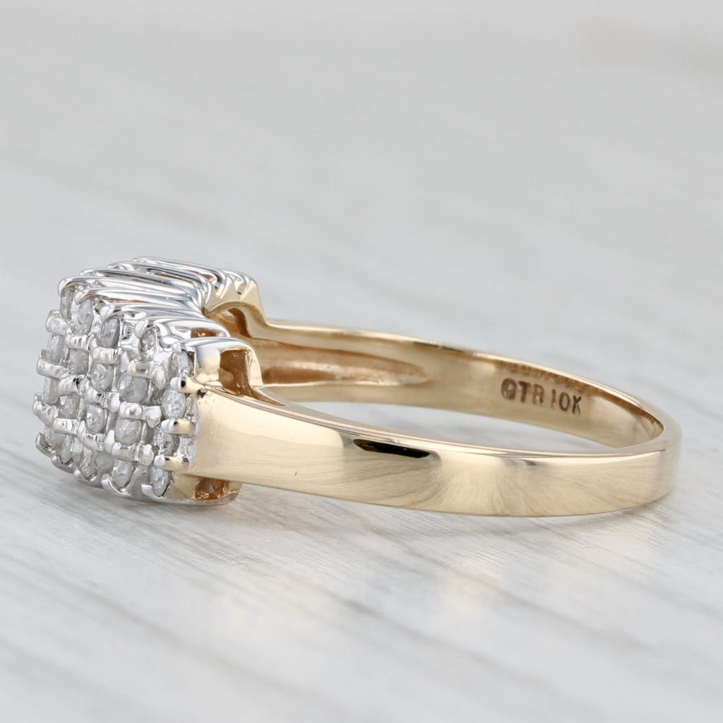 Light Gray 0.36ctw Tiered Diamond Cluster Ring 10k Yellow Gold Size 7