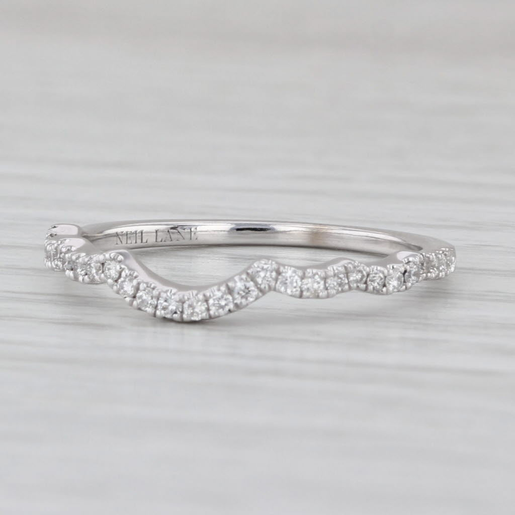 Neil Lane Contoured Diamond Ring 14k White Gold Wedding Band Size 8 Guard