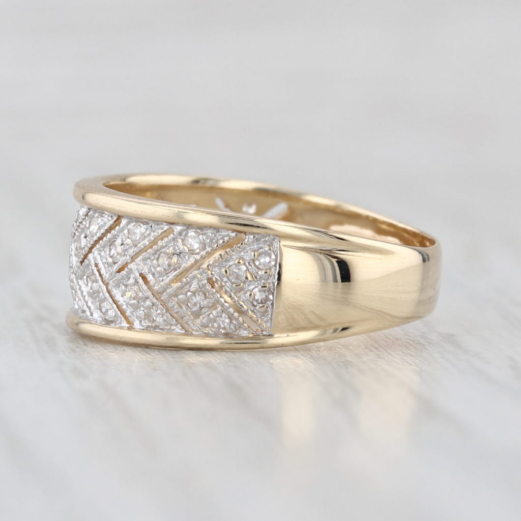 0.15ctw Diamond Herringbone Pattern Ring 14k Yellow Gold Size 6-6.25