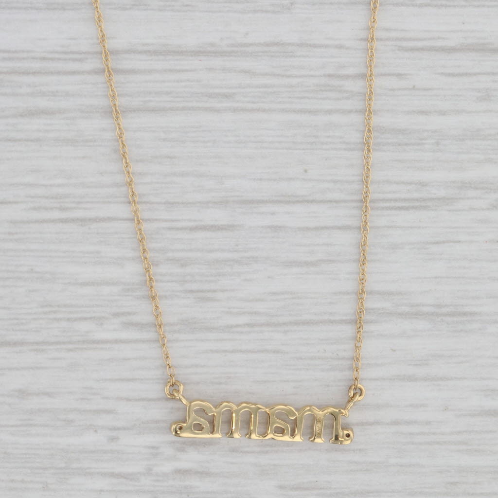 Gray New Diamond Mama Pendant Necklace 10k Yellow Gold Adjustable Rope Chain