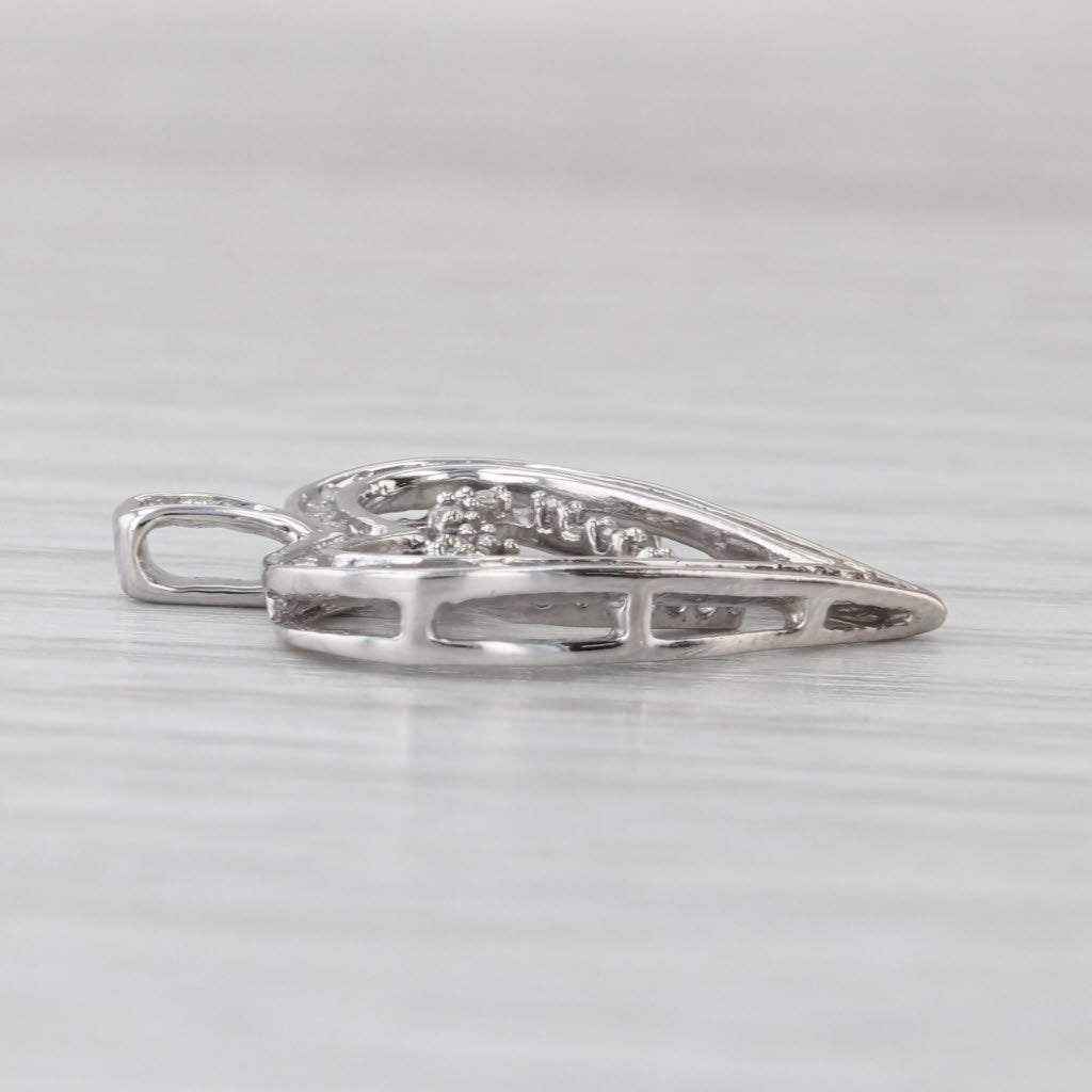 0.20ctw Diamond Double Hearts Pendant 10k White Gold
