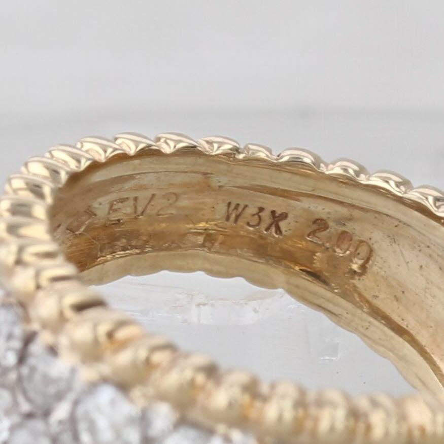 2ctw Pave Diamond Cluster Ring 14k Yellow Gold Size 3.75 Tapering Band