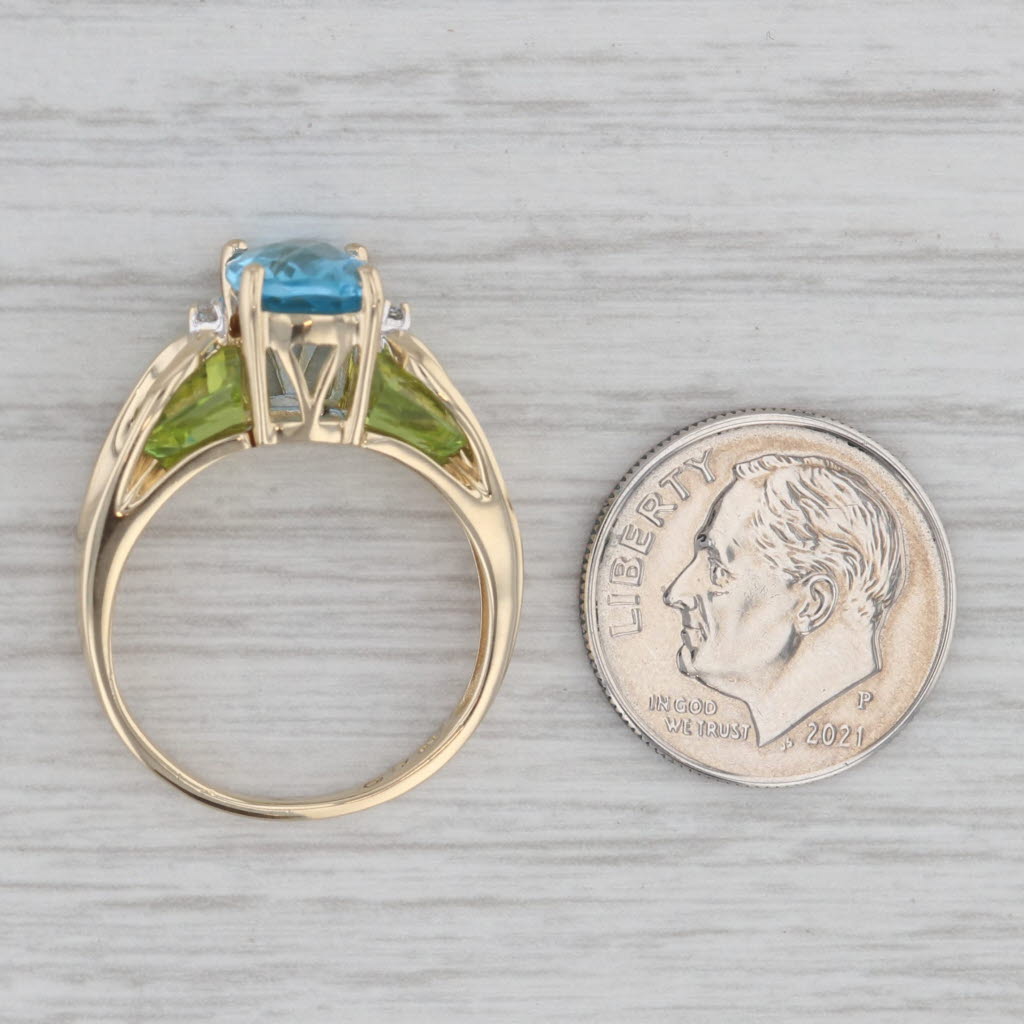 Gray 6.02ctw Blue Topaz Peridot Diamond Ring 14k Yellow Gold Size 7 Cathedral