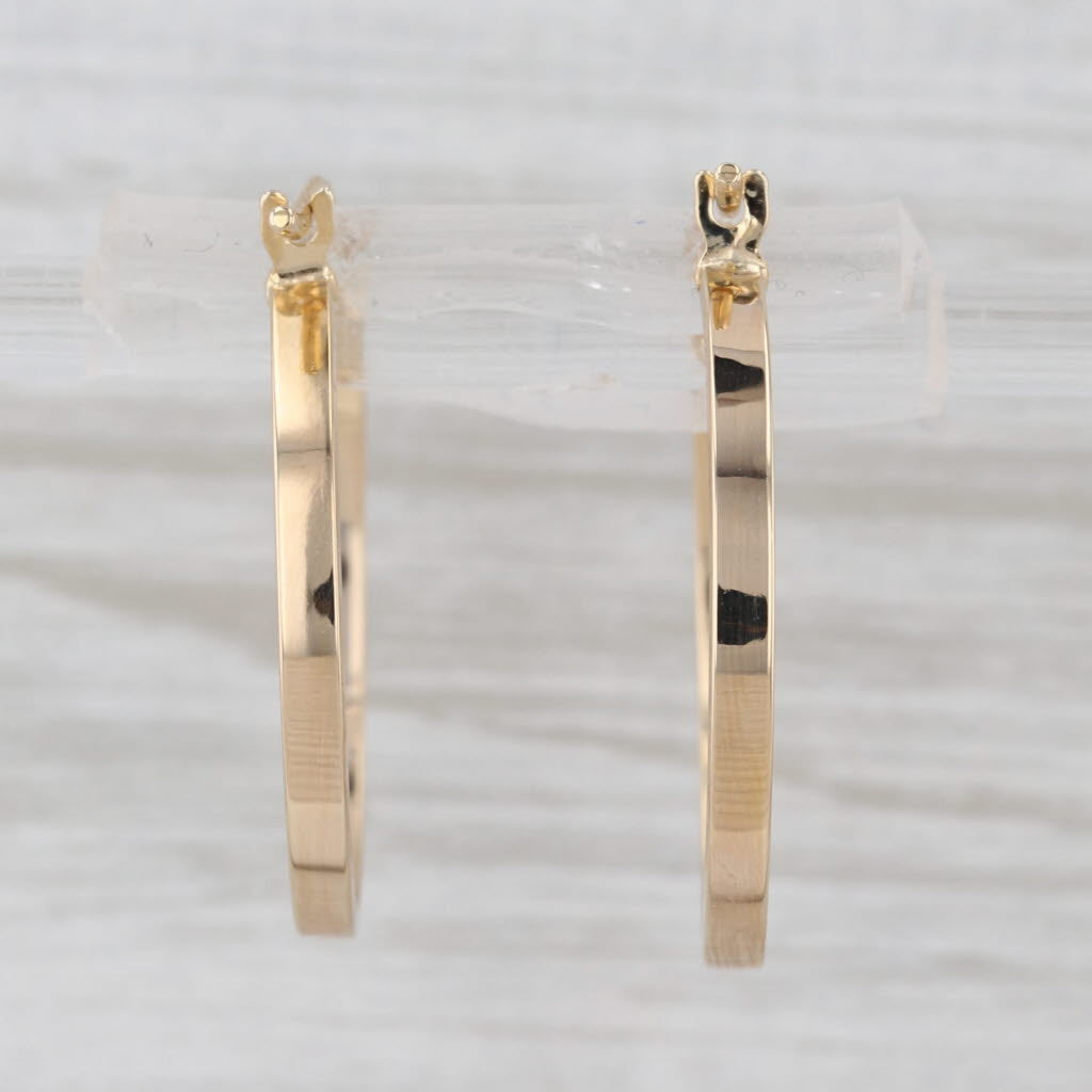 Round Hoop Earrings 14k Yellow Gold 23.5 x 2mm Snap Top Hoops