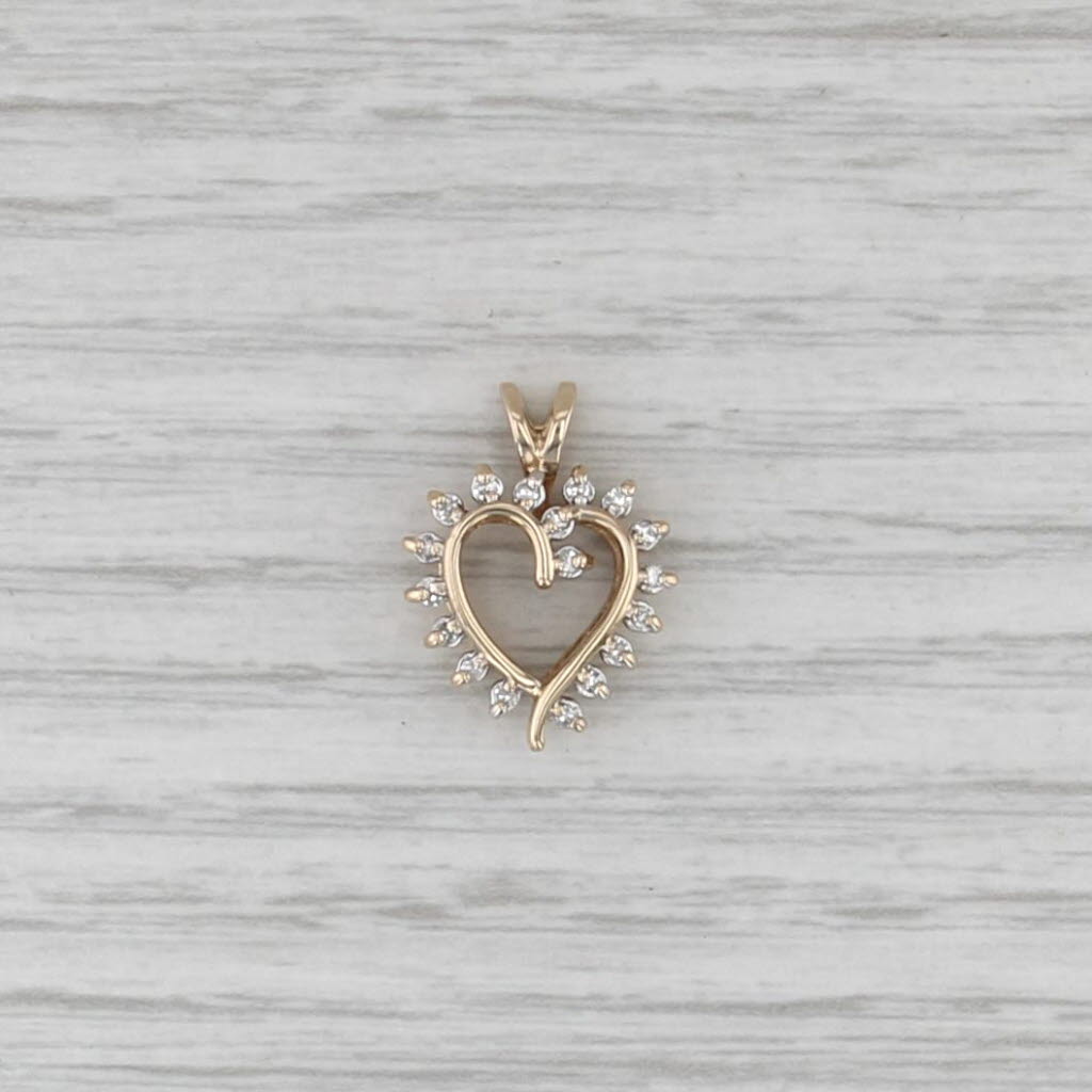0.14ctw Diamond Framed Open Heart Pendant 10k Yellow Gold