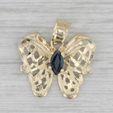 0.35ct Marquise Blue Sapphire Butterfly Pendant 10k Yellow Gold