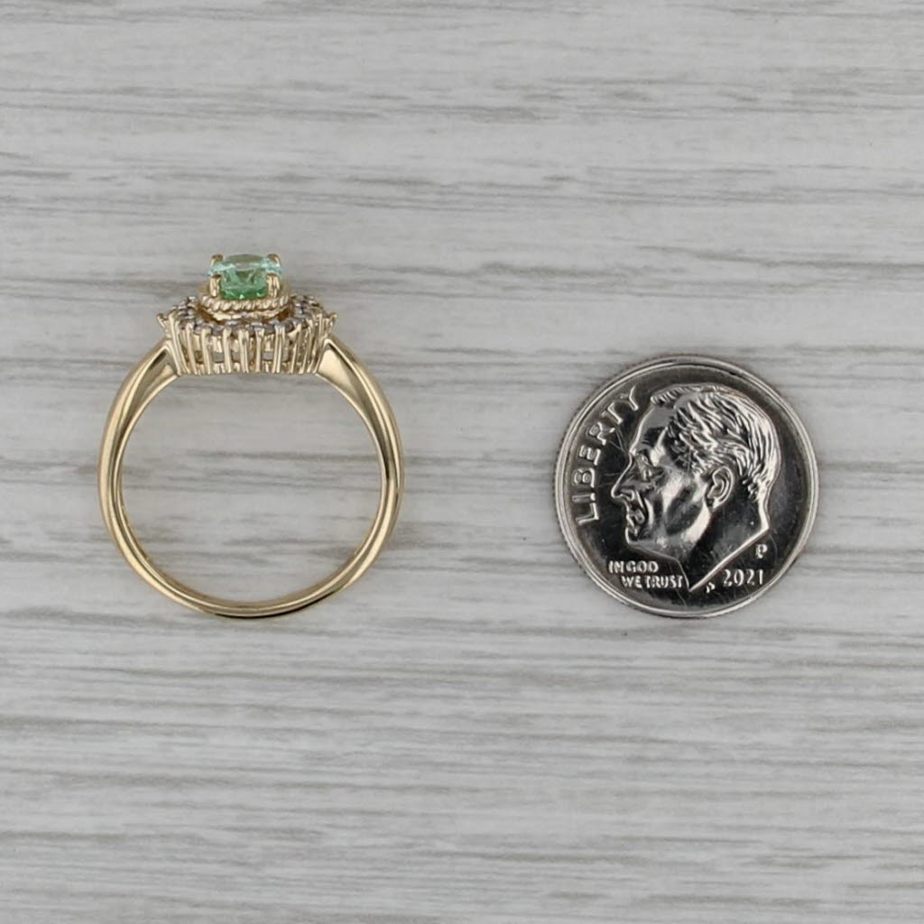 1.02ctw Green Tourmaline Diamond Halo Ring 14k Yellow Gold Size 7 Engagement