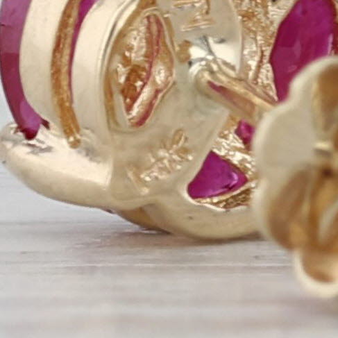 1.26ctw Ruby Diamond Stud Earrings 14k Yellow Gold Round Studs