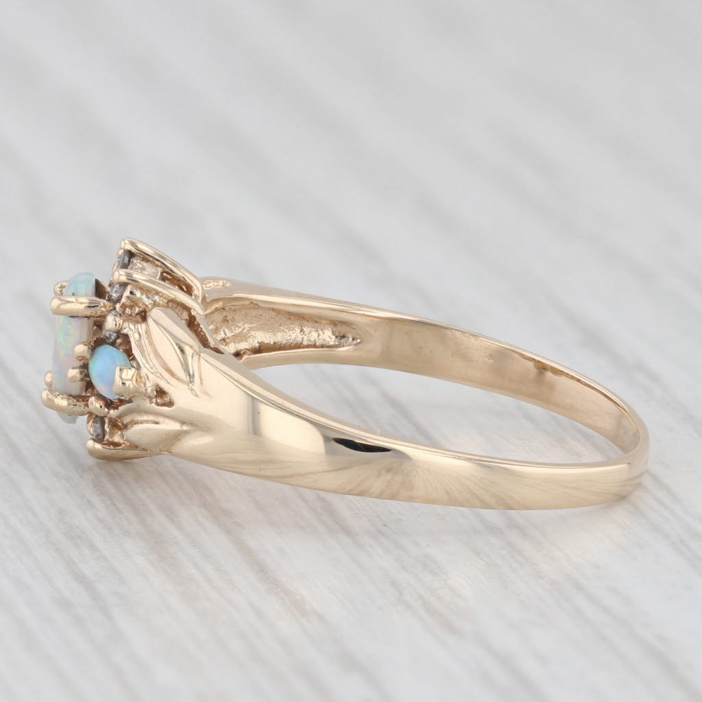 Light Gray Oval Opal Diamond Ring 10k Yellow Gold Size 8