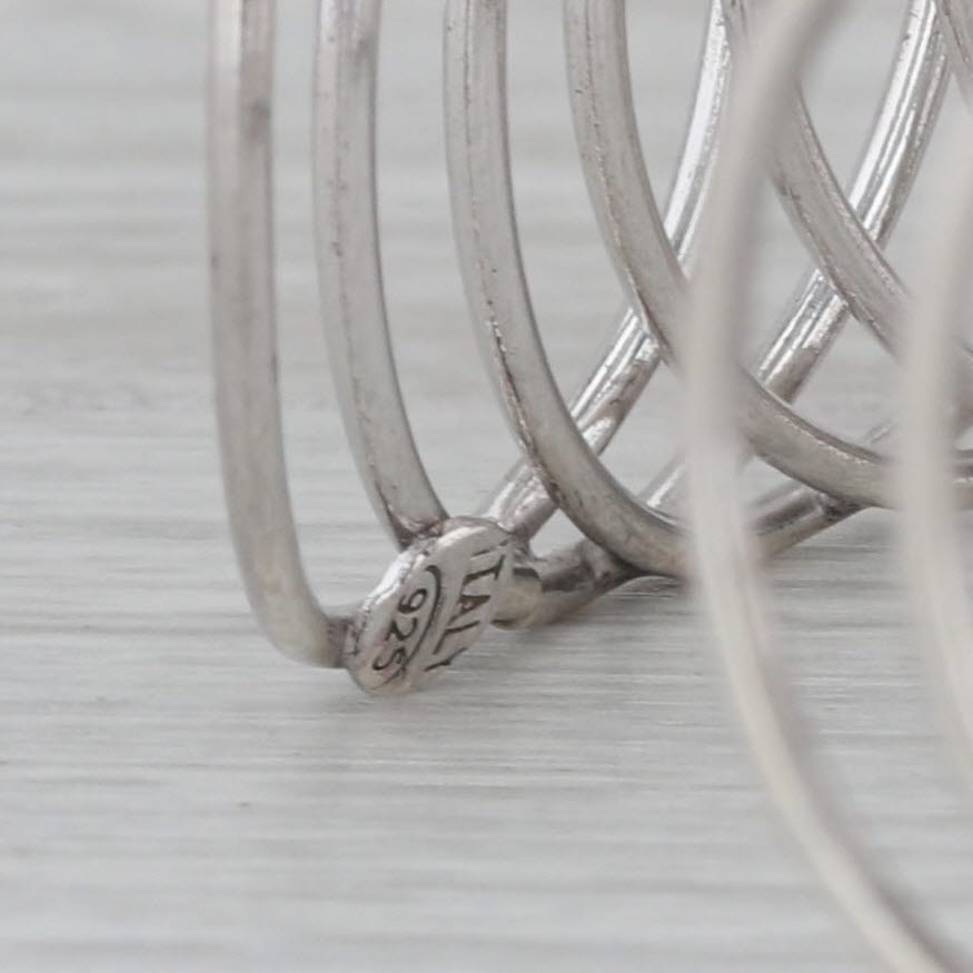 Gray Spiral Linked Circles Cuff Bracelet Sterling Silver 7.75" Adjustable
