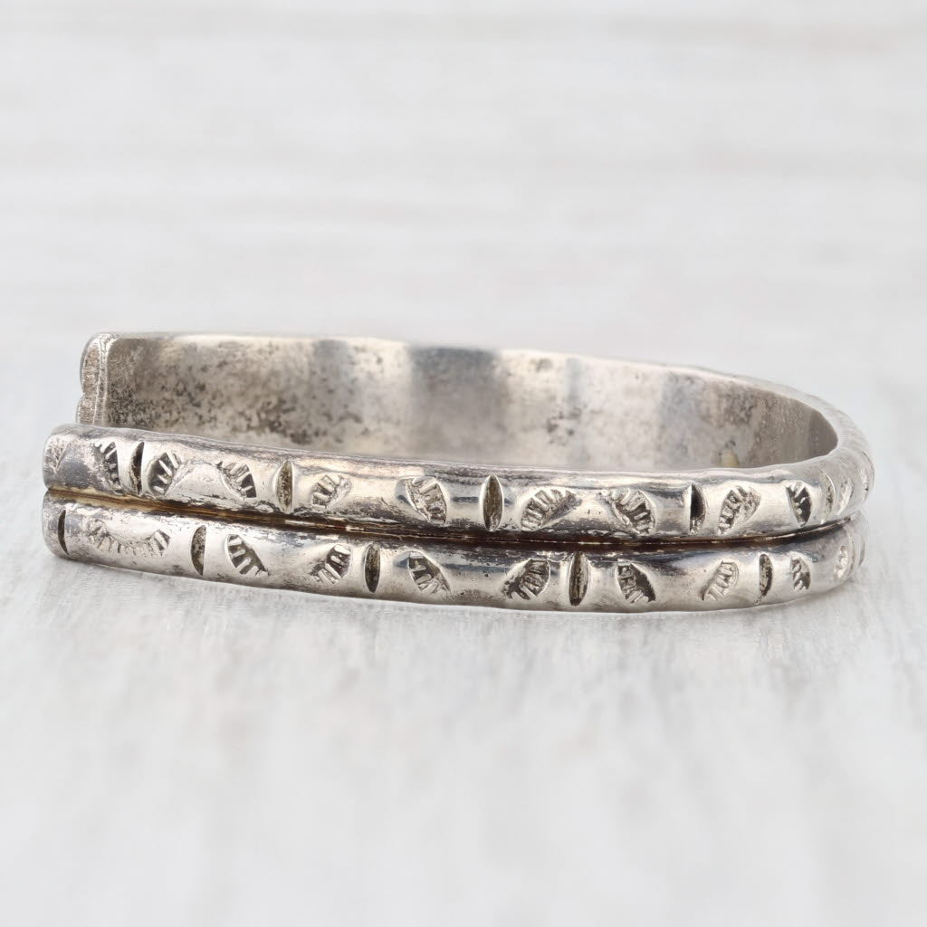 Light Gray Vintage Native American Stamped Cuff Bracelet Sterling Silver Signed 6.25" 6.6mm