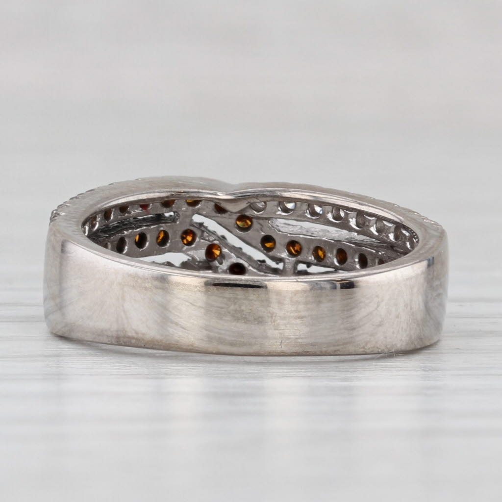 Light Gray 0.47ctw White Orange Brown Diamond Overlay Ring 14k White Gold Size 6.25