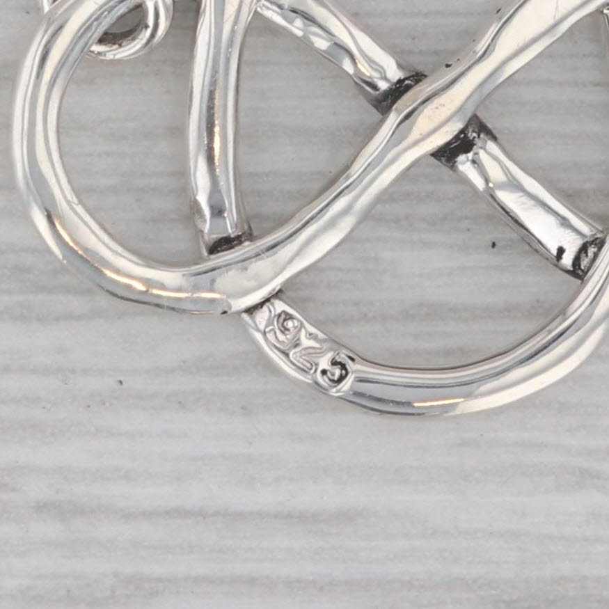 Gray Horseshoe Infinity Knot Pendant Necklace Sterling Silver 17" Cable Chain