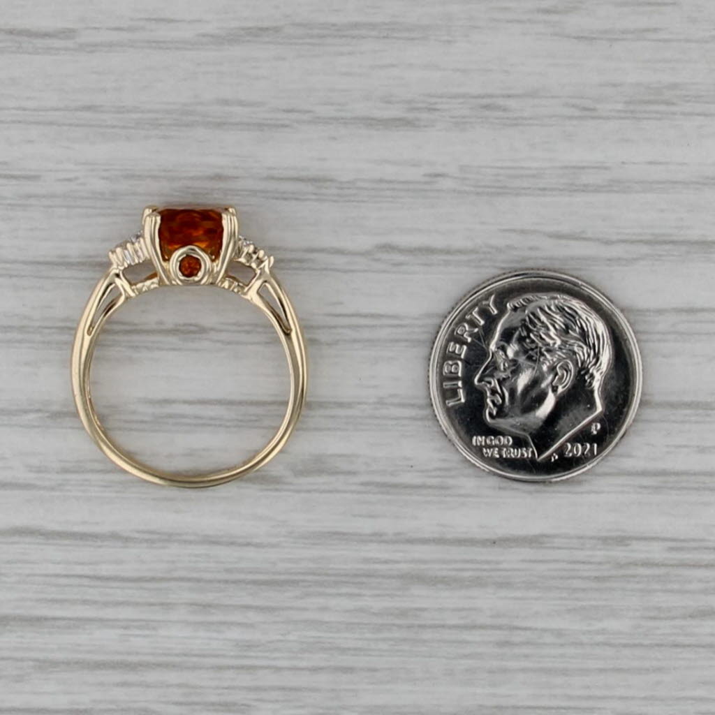 1.57ctw Cushion Citrine Diamond Ring 10k Yellow Gold Size 6