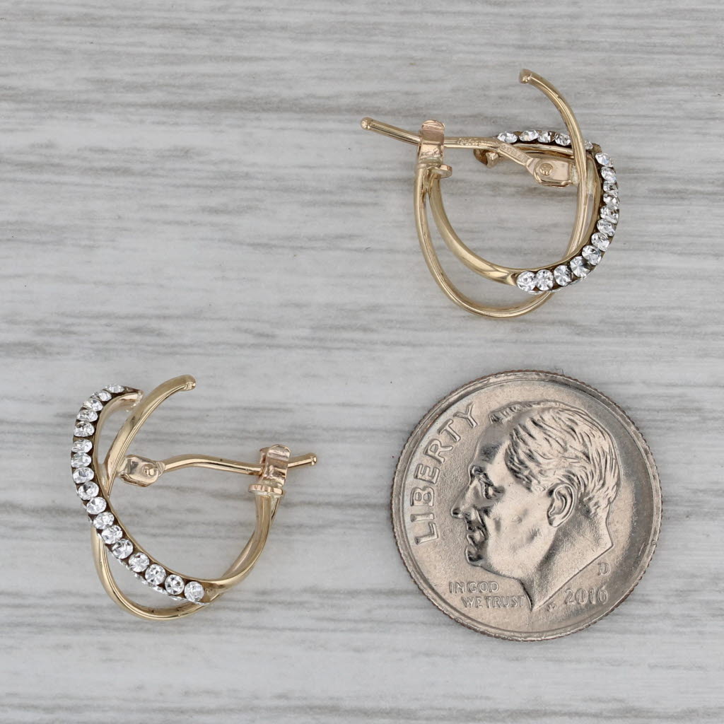Dark Gray Glass X Drop Earrings 14k Yellow Gold Snap Top Posts