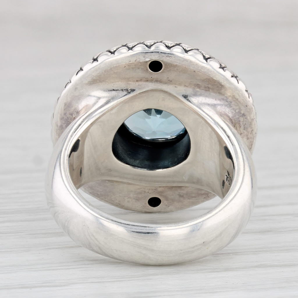 Light Gray 4.10ct Round Blue Topaz Solitaire Ring Sterling Silver Size 6 Statement