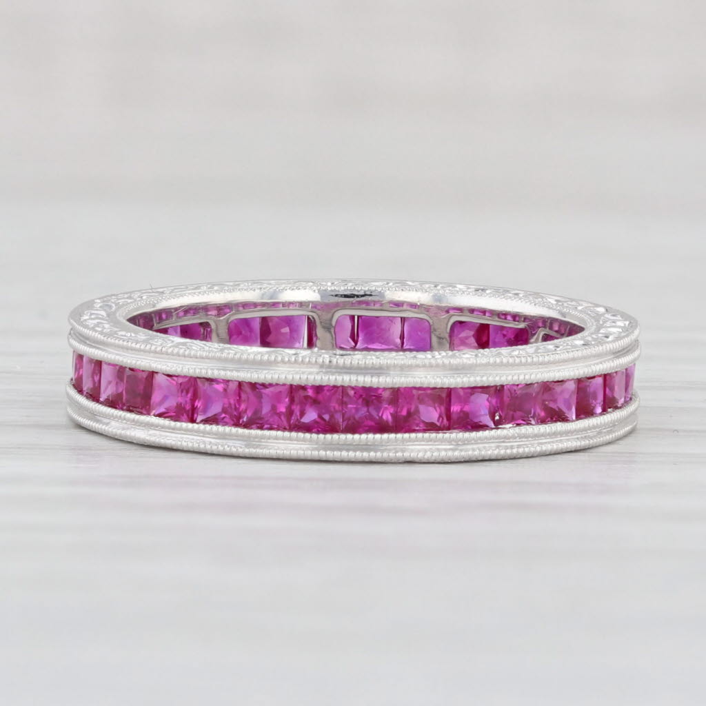 Light Gray New 2ctw Ruby Eternity Band 900 Platinum Size 6.5 Stackable Wedding Ring