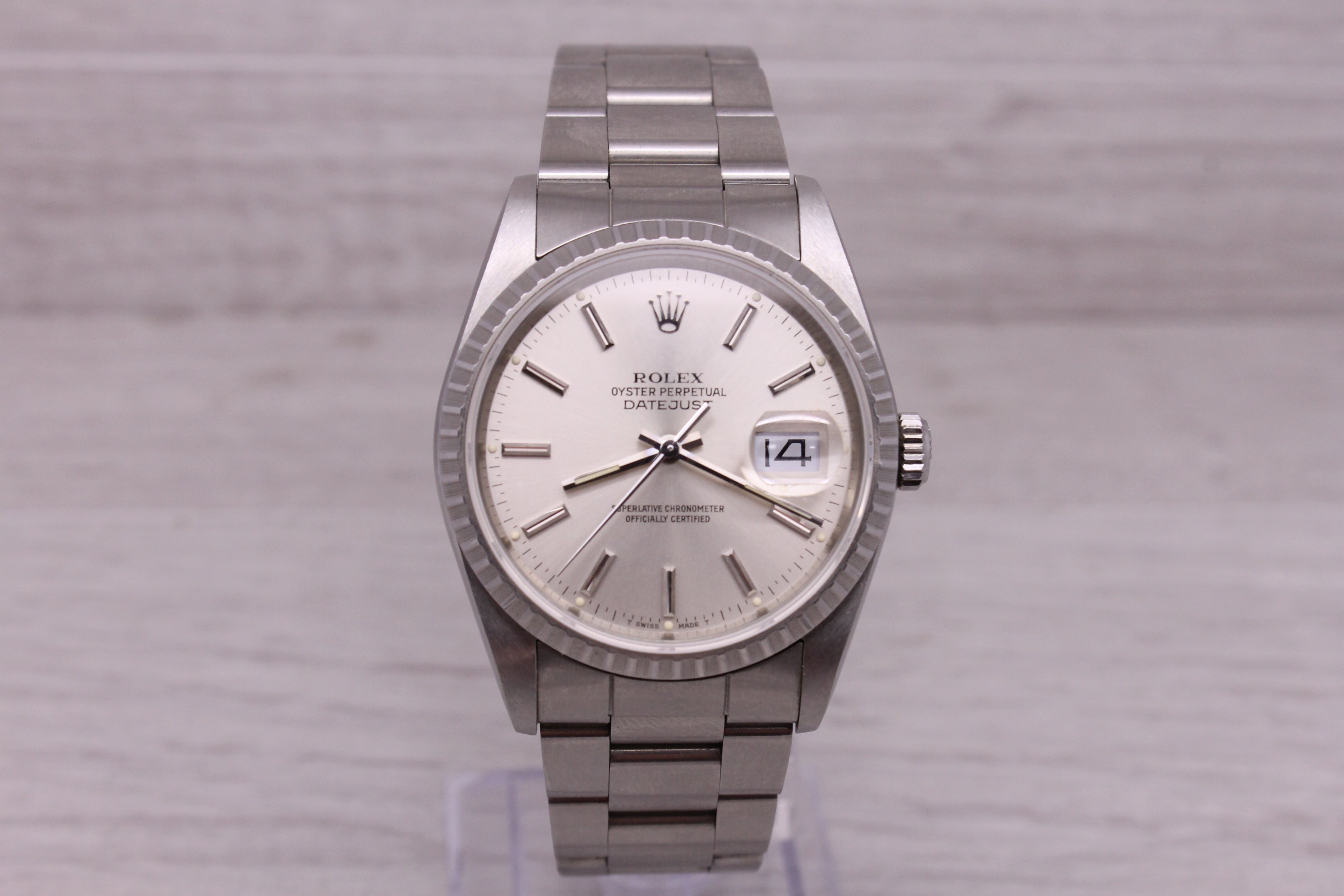 Dark Gray Vintage 1989 Rolex Datejust 16220 Men’s 36mm Steel Automatic Watch Box/Papers