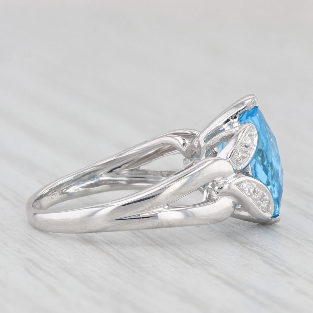Light Gray 3.73ctw Oval Blue Topaz Diamond Ring 14k White Gold Size 4.25