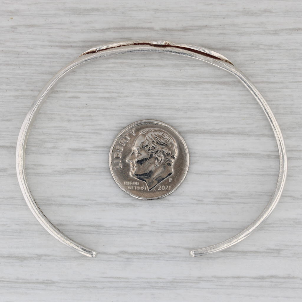 Gray Soaring Bird Cuff Bracelet Sterling Silver 6.5" 5.8mm