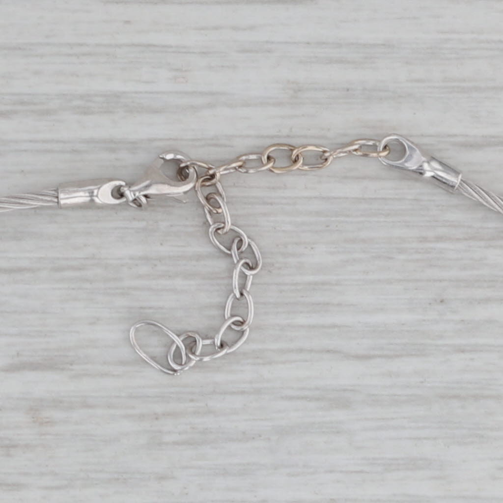 Gray 4.50ctw Diamond Drops Necklace 14k White Gold Wire Rope Chain 18" Bock