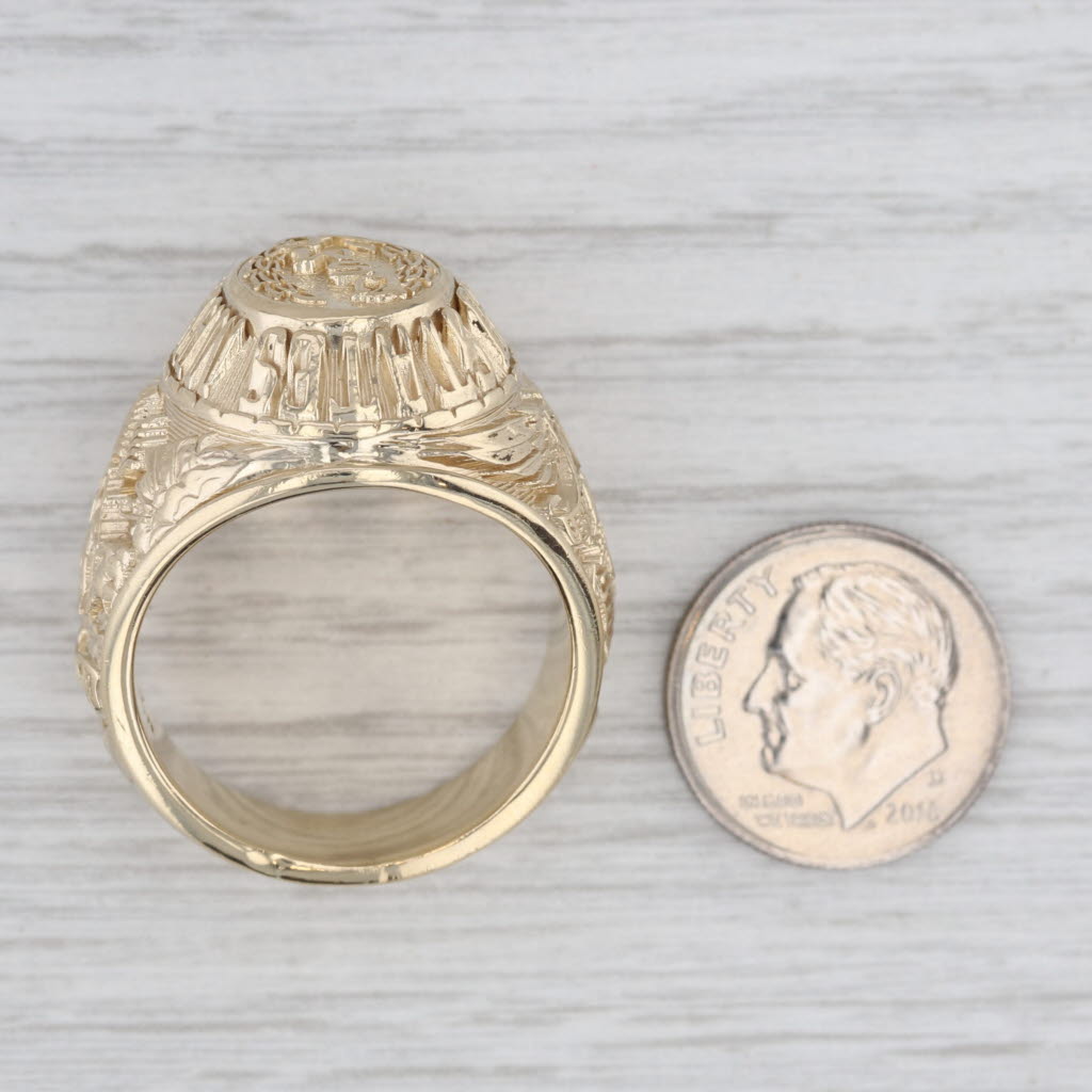 Gray United States Marine Corps USMC Iwojima Signet Ring 10k Yellow Gold Size 12